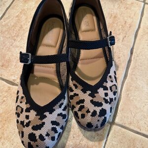 Rachel Zoe Women’s Leopard Knit Mary Jane Flats